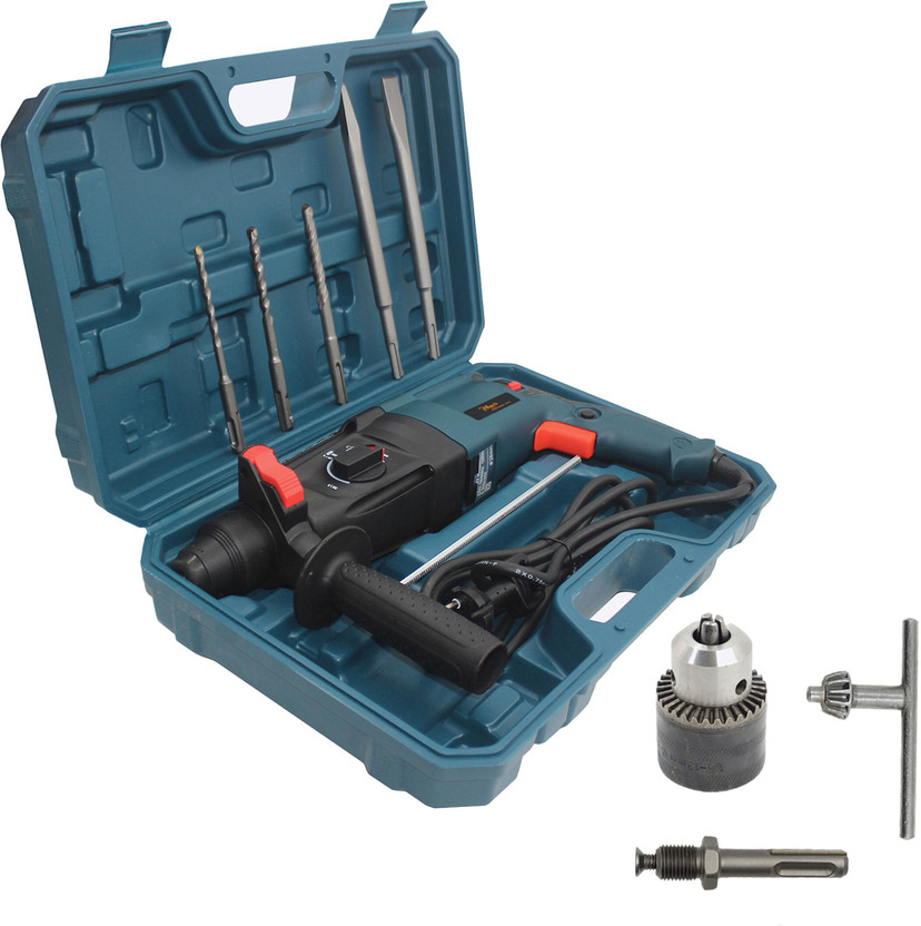 Hillgrove MCGH1031M6 26mm Hammer Impact Drill Machine Forward/Reverse Rotation with 5Pcs SDS Plus Bits and Drill Chunk(13mm) for Drilling in Metal/Wood/Concrete YD11 Pistol Grip Drill(26 mm Chuck Size)