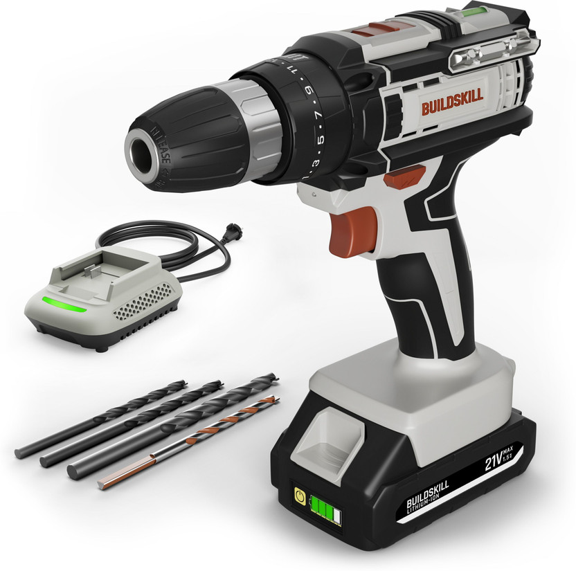 BUILDSKILL 21V impact cordless drill machine | 10mm keyless chuck | 1x 1.5 Ah Battery BCD21115CB Cordless Drill(10 mm Chuck Size)