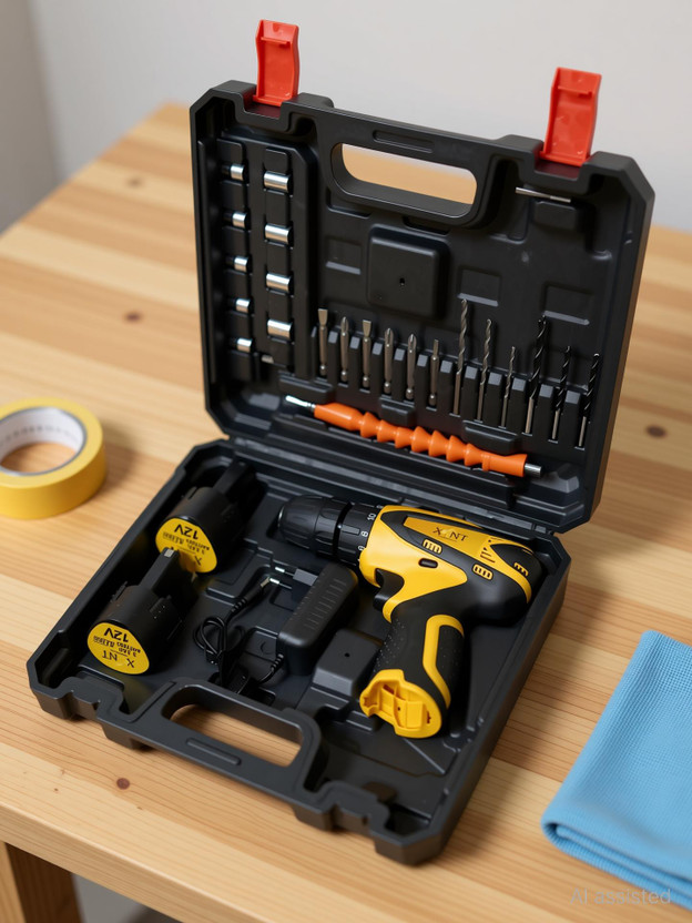 Hakimi CORDLESS DRILL MACHINE KIT x2-12V Battery Operated Kit 2 Speed and 25pc Accessories Cordless Drill(10 mm Chuck Size)