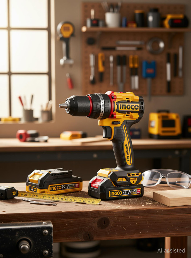 INGCO INGCO 20V Compact Brushless Cordless Impact Drill 55Nm, 13mm Metal Chuck, 2-Speed, with 2Pcs Batteries, 1Pcs Charger, 47Pcs Accessories, 3Pcs Drill Bits, Cordless Drill(13 mm Chuck Size) - Flipkart Deal