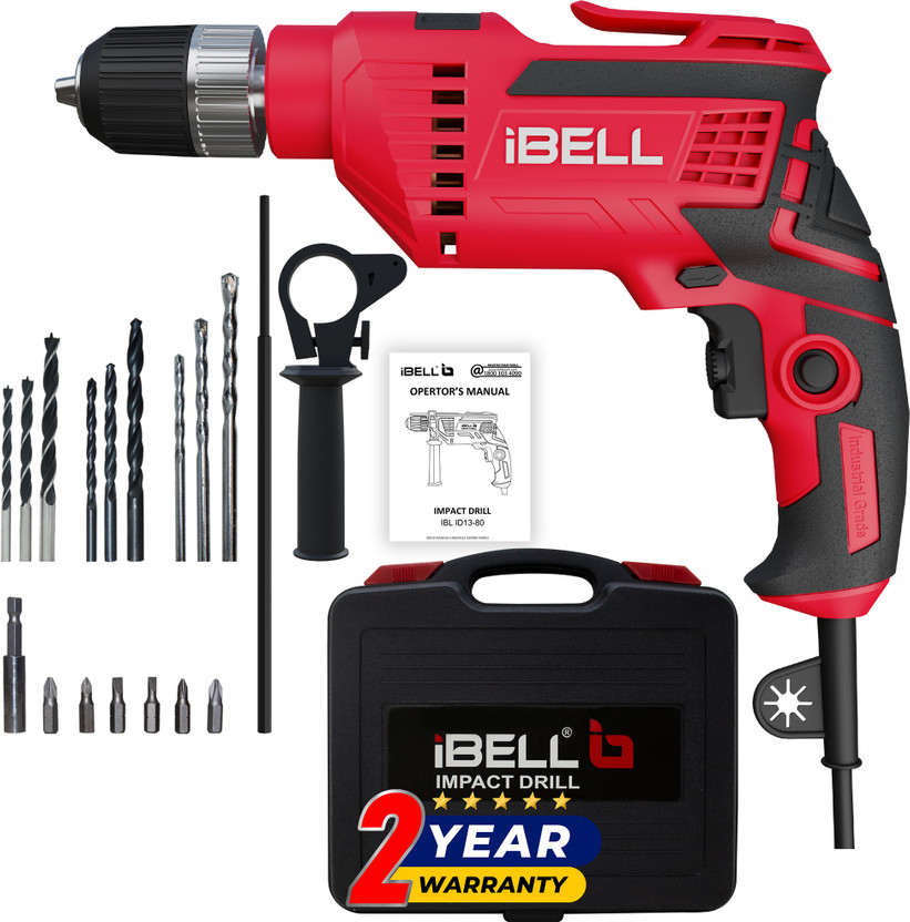 iBELL IBELL Impact Drill ID13-80, 650W, 13mm Keyless Chuck, Variable Speed ID13-80, 2800RPM Pistol Grip Drill(13 mm Chuck Size, 650 W)