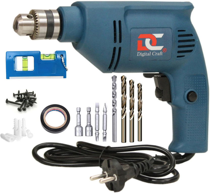 Digital Craft Electric Reversible Drill Machine ,PVC Tape Gypsum Screw Plug,Mini Pocket Level Pistol Grip Drill(10 mm Chuck Size)