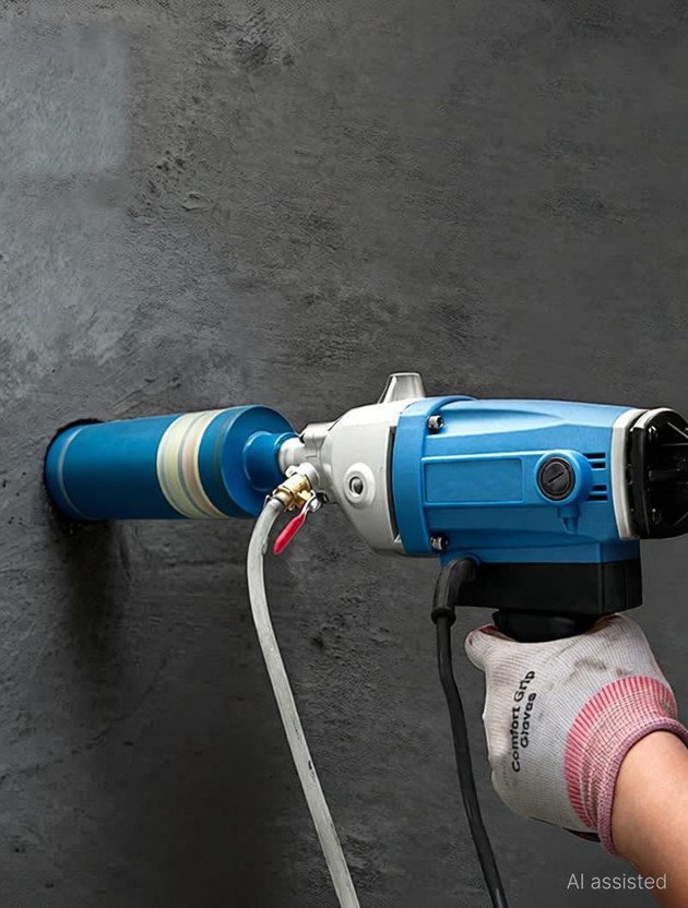 Digital Craft Diamond Core Drill Bit Long Wall Concrete Perforator Masonry Drilling Wet Marble Granite Wall Drilling Pistol Grip Drill(76 mm Chuck Size)