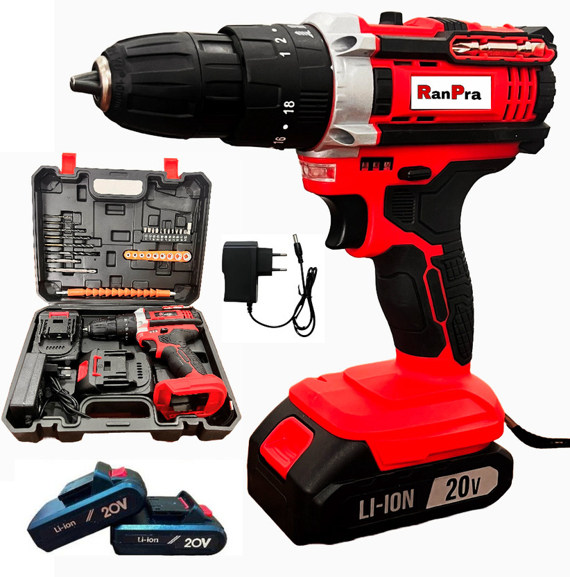 RanPra 20 VOLT CORDLESS SCREWDRIVER DRILL 20V MAXIM CORDLESS DRILL HEAVY DUTY WITH FORWORD AND REVERSE FUNCTION Cordless Drill(13 mm Chuck Size)