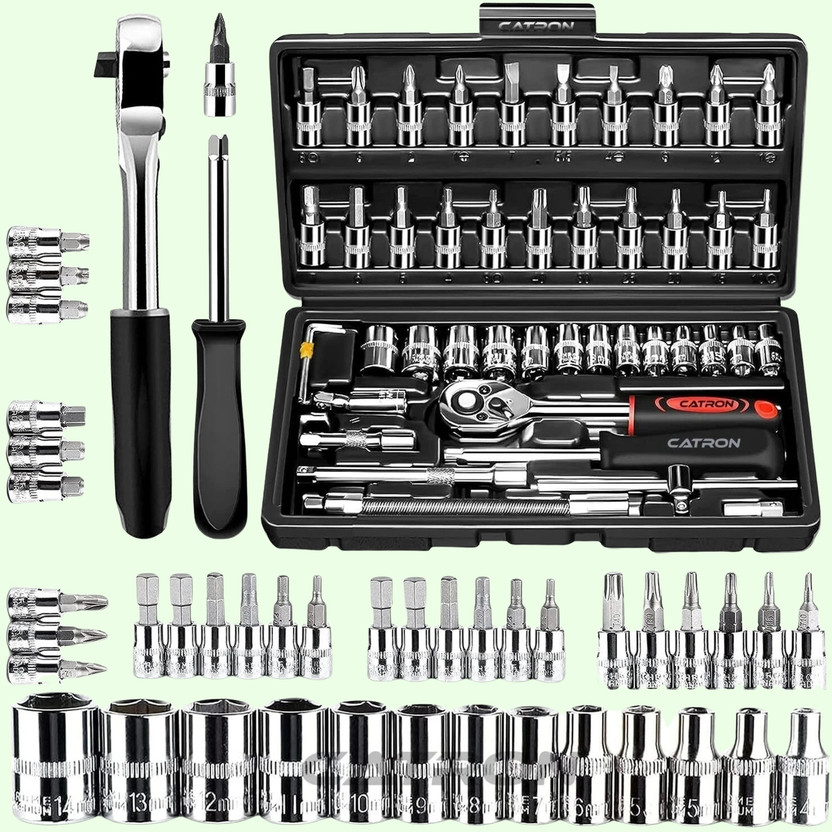 BVMART All-In-One 46-Piece Tool Kit for Car Maintenance,Household Repairs &DIY Projects Hand Tool Kit(46 Tools)