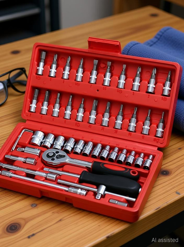 TOOBIL 46 in 1 Pcs Tool Kit & Screwdriver Socket Set Hand Tool Kit Hand Tool Kit(46 Tools)