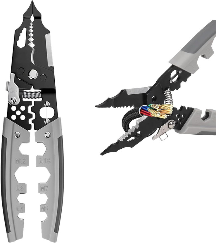 JANCOM 28 in 1 Wire Stripper and Cutter Pliers Tools For Electricians Lineman Plier(Length : 8 inch)