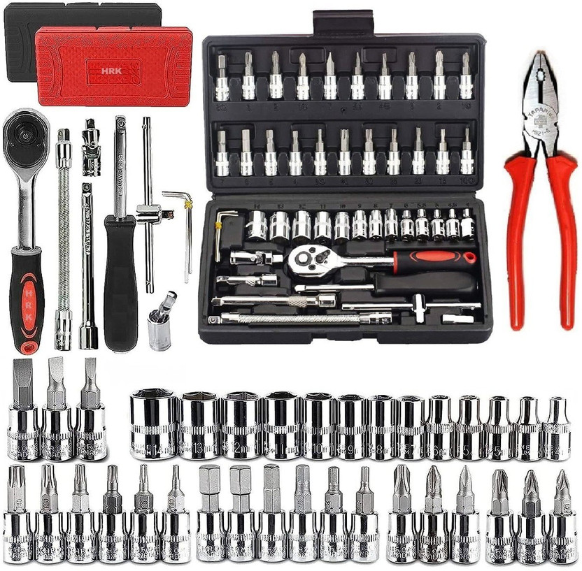 kiyan High Quality 46pcs 1/4-Inch Socket Set Tool Ratchet Wrench tool Kit Hand Tool Kit(46 Tools)