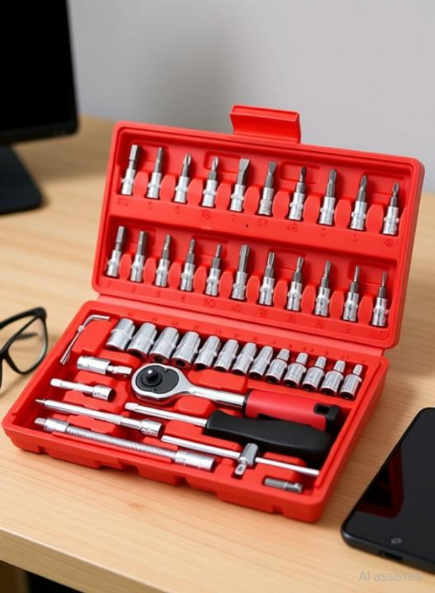 SRSW SRSW 46 in 1 Pcs Tool Kit & Screwdriver Multi Purpose Combination Tool Case Precision Power & Hand Tool Kit(46 Tools) - Flipkart Deal
