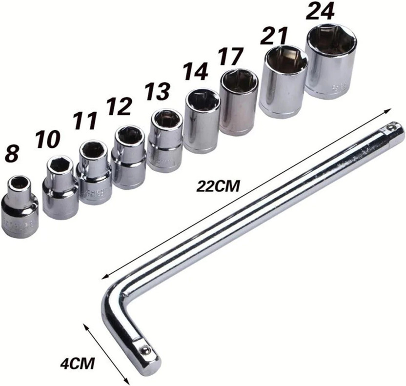RACCOON 10 Pieces Hand Tools Wrench Set Spanner Set Tool Kit Socket Set Hand Tool Kit(10 Tools)
