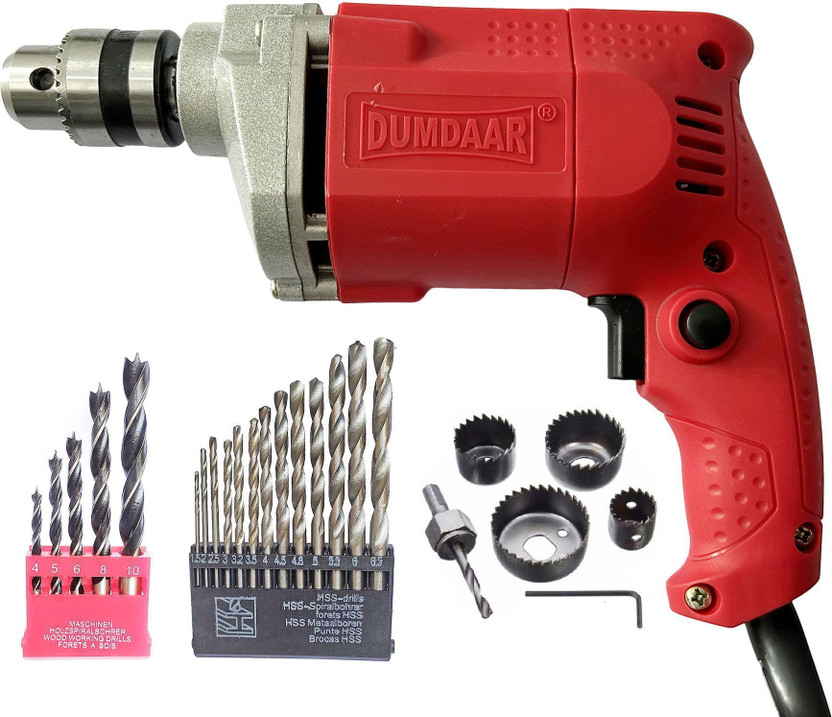 DUMDAAR DUMDAAR 350w Drill machine with 13 Hss 4 Wood and 6 Wood Hole saw set Power & Hand Tool Kit(5 Tools) - Flipkart Deal