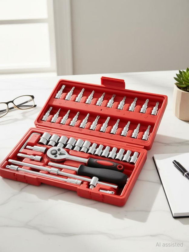 HENGLOBE 46 In 1 Pcs Tool Kit & Screwdriver Power & Hand Tool Kit(46 Tools)