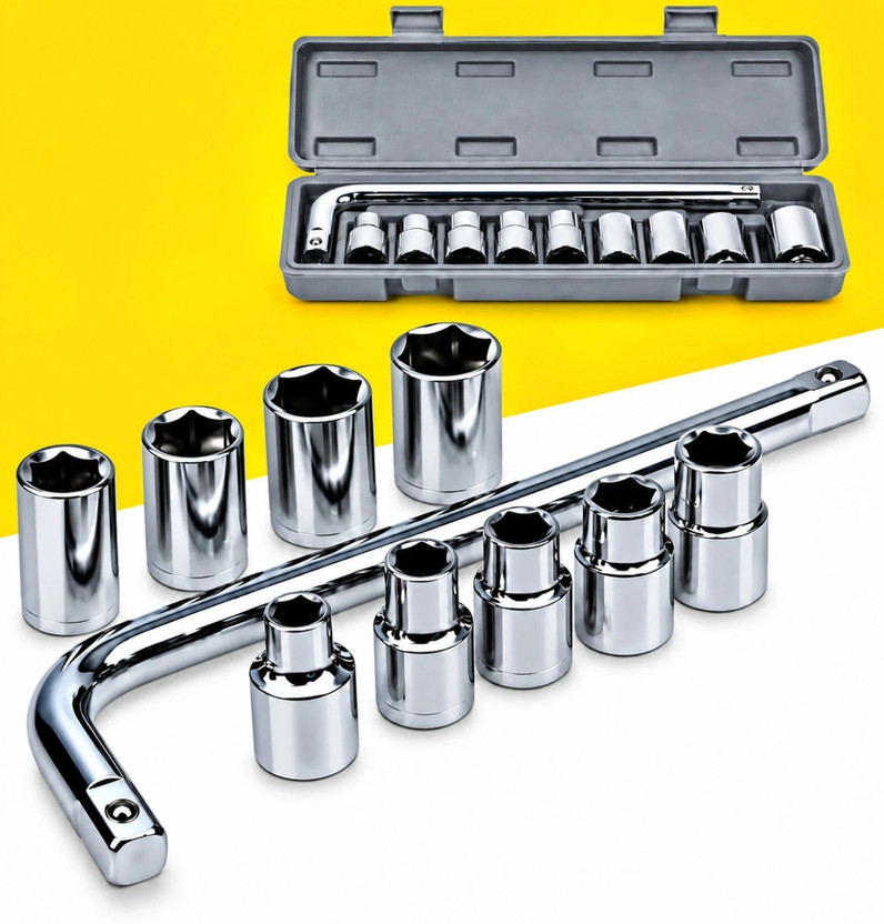 ChinuStyle ChinuStyle 10Pcs with Ratchet Spanner for Car & Bike Machinery Repair Tools Socket Single Sided L Type Wrench(Pack of 1) - Flipkart Deal