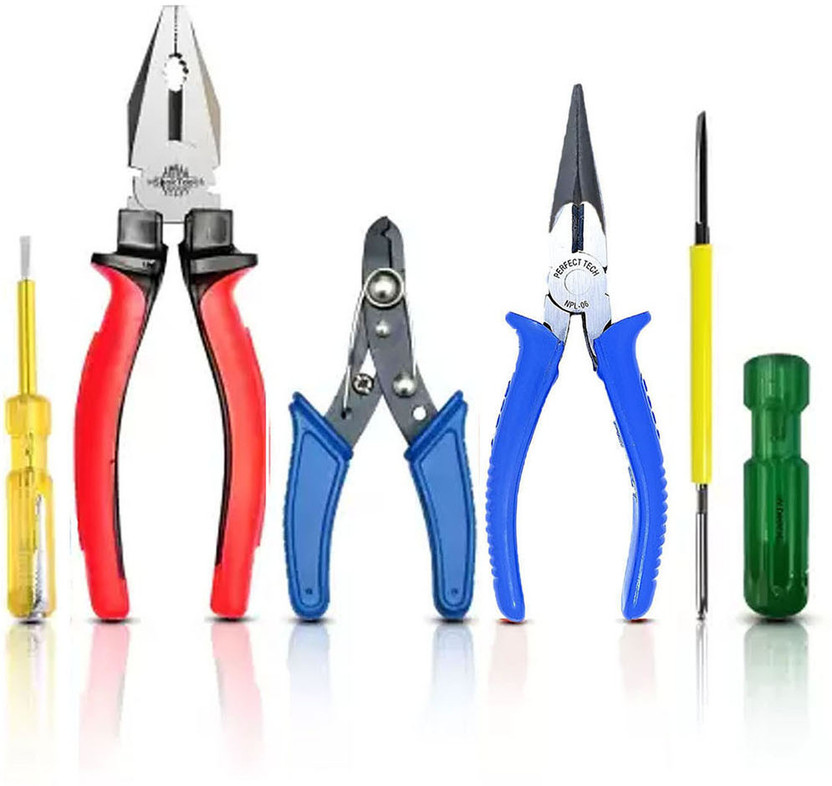 Kshivi HT55 8"inch Plier with 6 Inch Nose Plier Wire Cutter Line Tester Screwdriver Lineman Plier(Length : 8 inch)