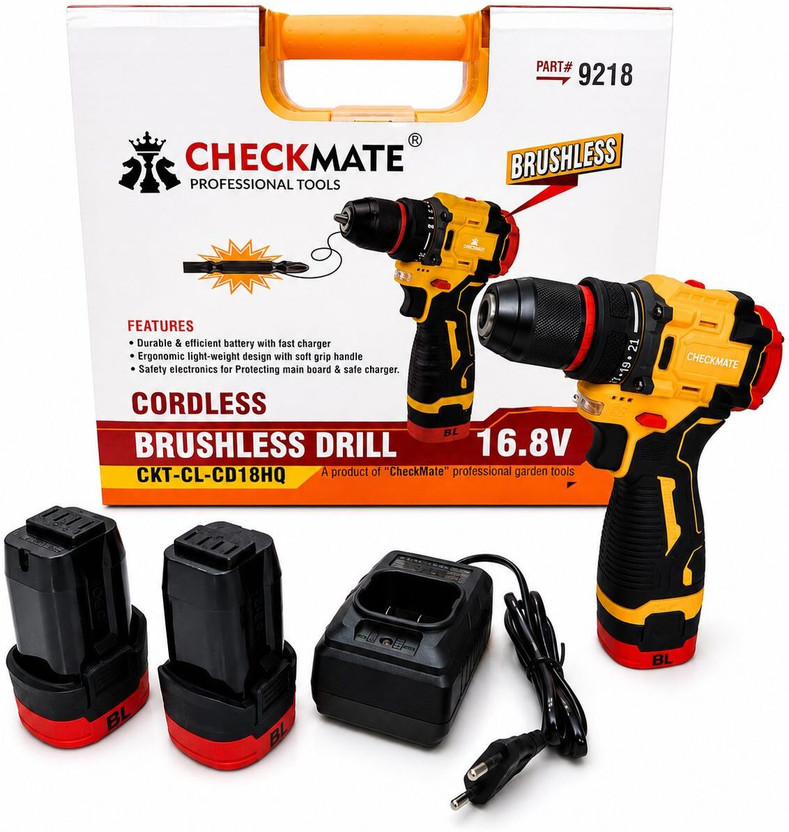 MPT CORDLESS BRUSHLESS DRILL 16.8V LI-ION BATTERY & CHARGER 35NM MAX TORQUE Power & Hand Tool Kit(1 Tools)