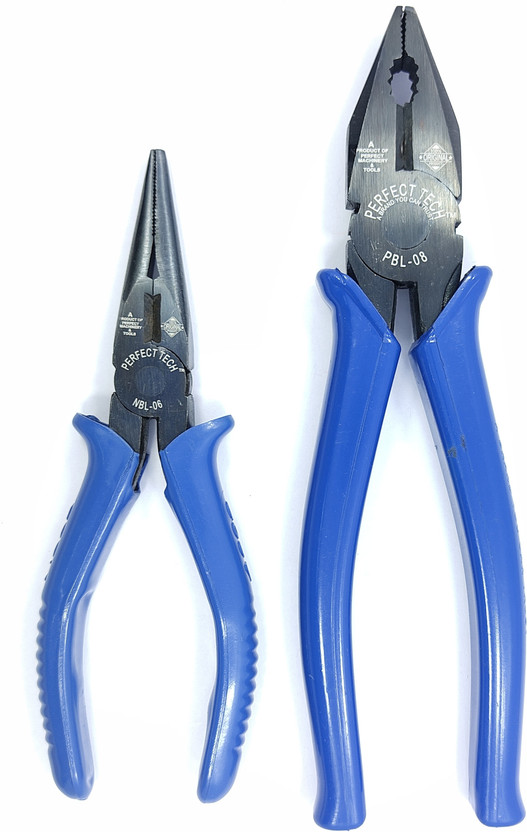 PERFECT TECH Combo 2 pcs Combination Cutting Plier 8 Inch | 6 Inch Long Nose Plier Hand Tool Kit(2 Tools)