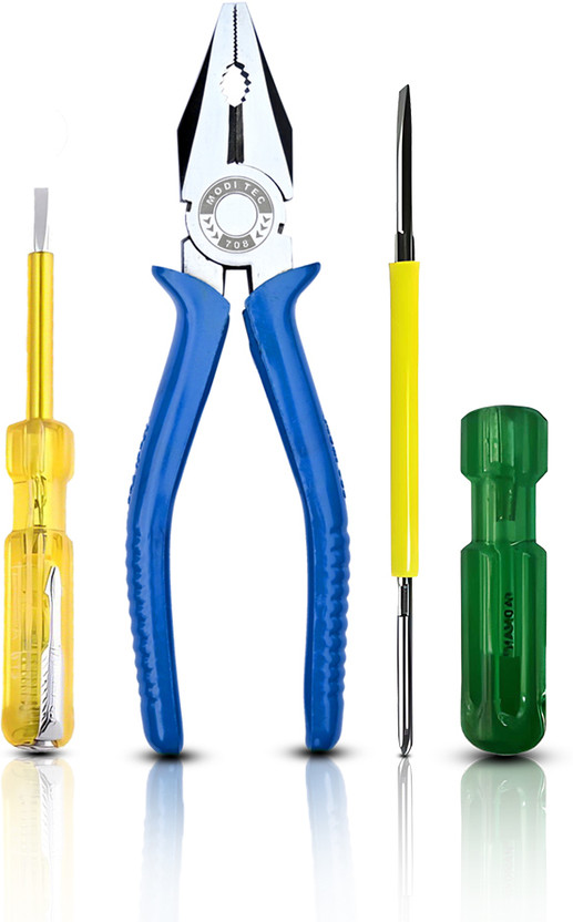 MODITEC Electrician Combo-03 200 MM Plier , Line Tester with 2in1 Screwdrive Hand Tool Kit(3 Tools)