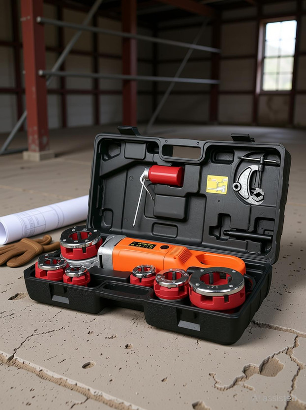 VOLTZ VZ-PTM-2300 Electric Pipe Threader Kit,Upgraded Machine,6 HSS Dies 1/2" Power & Hand Tool Kit(1 Tools)