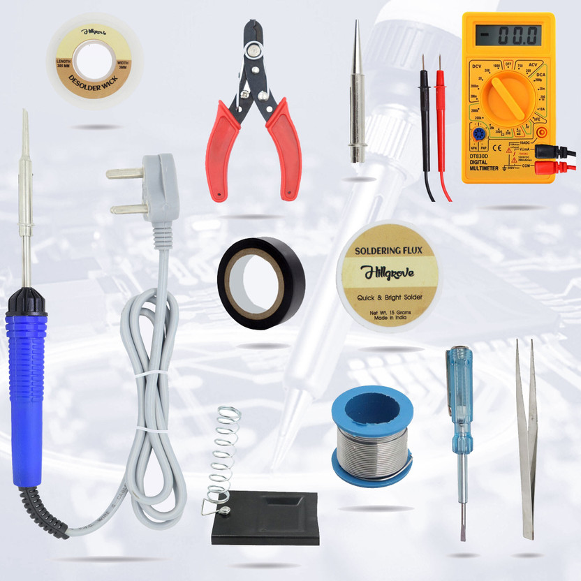 Hillgrove HGCM201M2 11in1 Mobile Soldering Iron Tool Kit Set with Digital Multimeter Power & Hand Tool Kit(11 Tools)