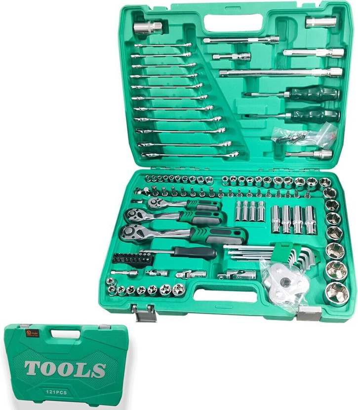 VOLTZ VOLTZ VZ-TK-121 PCS Socket & Spanner Tool Set 1/2" 3/8" 1/4" Ratchet Kit Hand Tool Kit(121 Tools) - Flipkart Deal