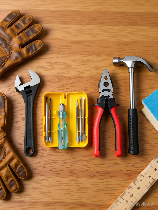 Hillgrove HGCM145M1 Combo of 4Pcs- Plier, Adjustable Wrench, 5in1 Screwdriver, Claw Hammer Hand Tool Kit(4 Tools)