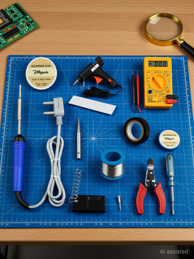 Hillgrove HGCM204M2 11in1 Soldering Tool Glue Gun Combo Kit with Digital Multimeter Power & Hand Tool Kit(11 Tools)