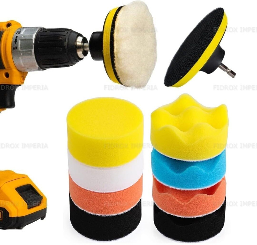 Mighty Car Foam Drill Buffing Pad, Polishing Pads Kit CAR Polishing Pads and Woolen Polishing Waxing Buffing Pads Vehicle Polisher(3 inch)