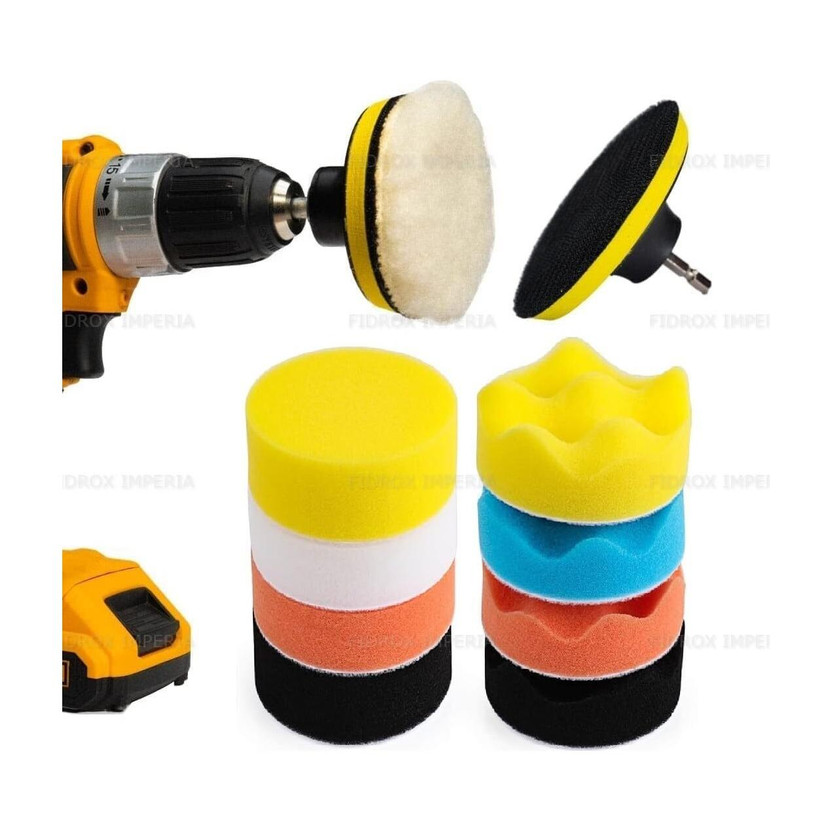 Mighty Car Foam Drill Buffing Pad, Polishing Pads Kit CAR Polishing Pads and Woolen Polishing Waxing Buffing Pads Vehicle Polisher(3 inch)