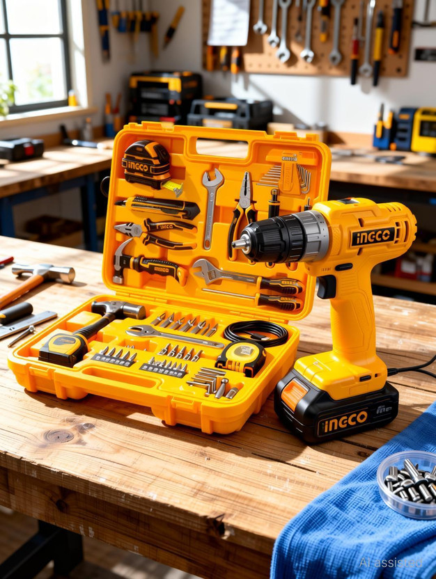 INGCO 12V cordless drill (CDLI12428) With Tool Kit Power & Hand Tool Kit(89 Tools)