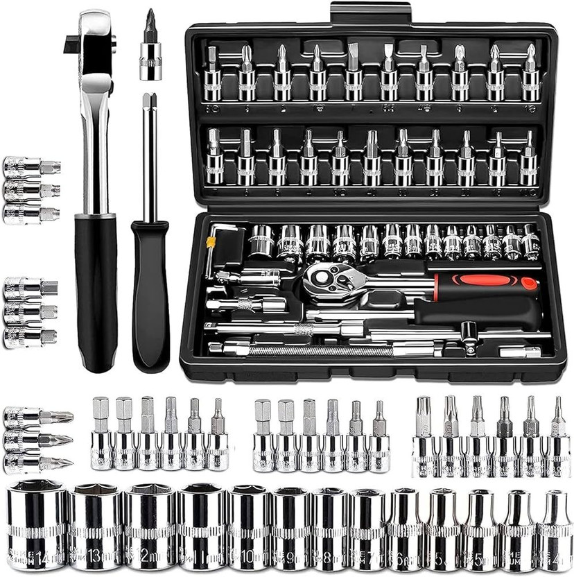 SRSW 46 in 1 Pcs Tool Kit & Screwdriver Multi Purpose Combination Tool Case Precision Power & Hand Tool Kit(46 Tools)