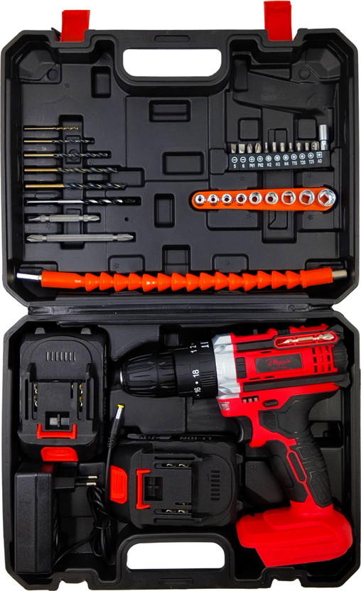 Hillgrove HGCM1381M2 20V 10mm Electric Wireless Mini Cordless Charging Screw Drilling HGCM1381M2 Wall Hole Battery & Charger Power Drill Machine Kit Set for Home Use Cordless Drill(10 mm Chuck Size)