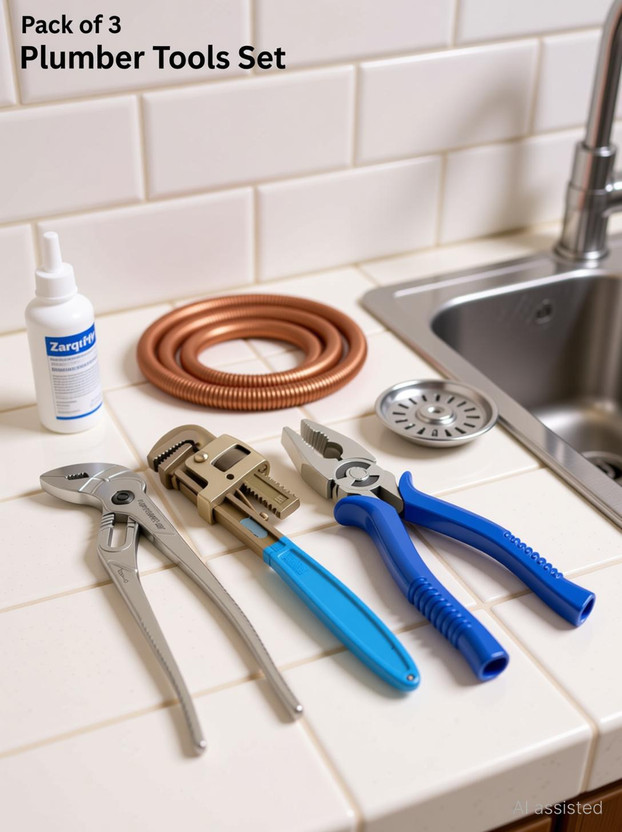 Zarqify Zarqify 3 Pcs Plumber Tool Set – Water Pump Plier, Heavy Duty Pipe Wrench & 8in Plier Hand Tool Kit(3 Tools) - Flipkart Deal