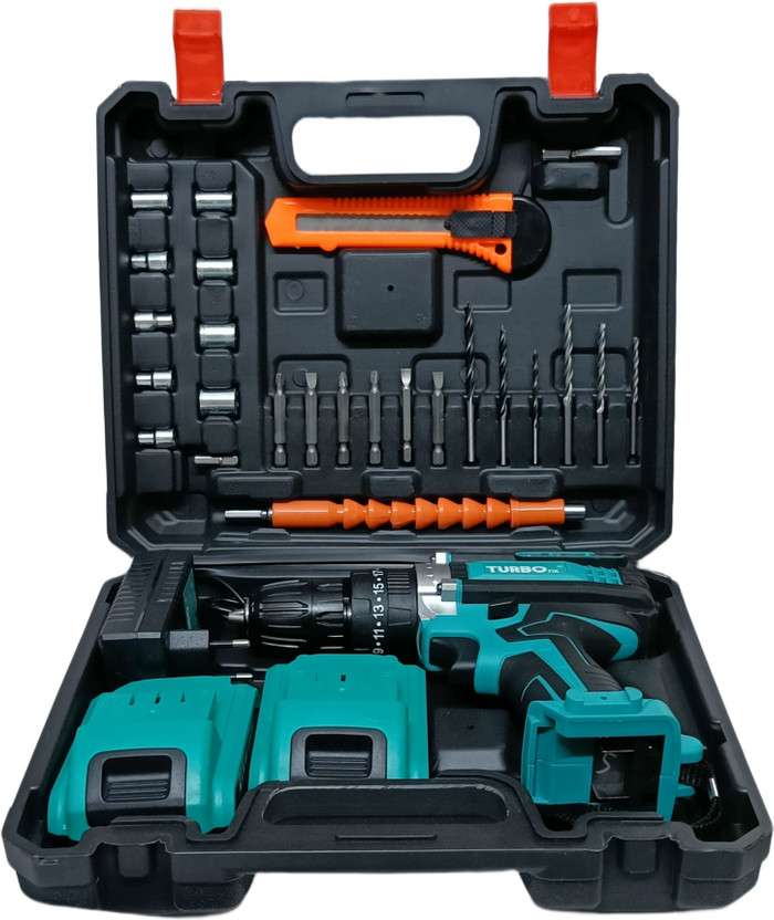 KS STORE Brushless Dual Speed, 10mm , With 2 x 2v Batteries TURBO 21V CORDLESS DRIL Power & Hand Tool Kit(25 Tools)