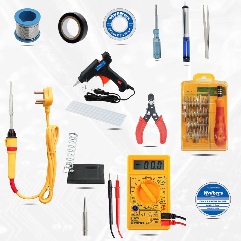 Walkers WKCB103M 15in1 25W Soldering Iron Kit with Multimeter and Glue Gun Combo Set Power & Hand Tool Kit(15 Tools)