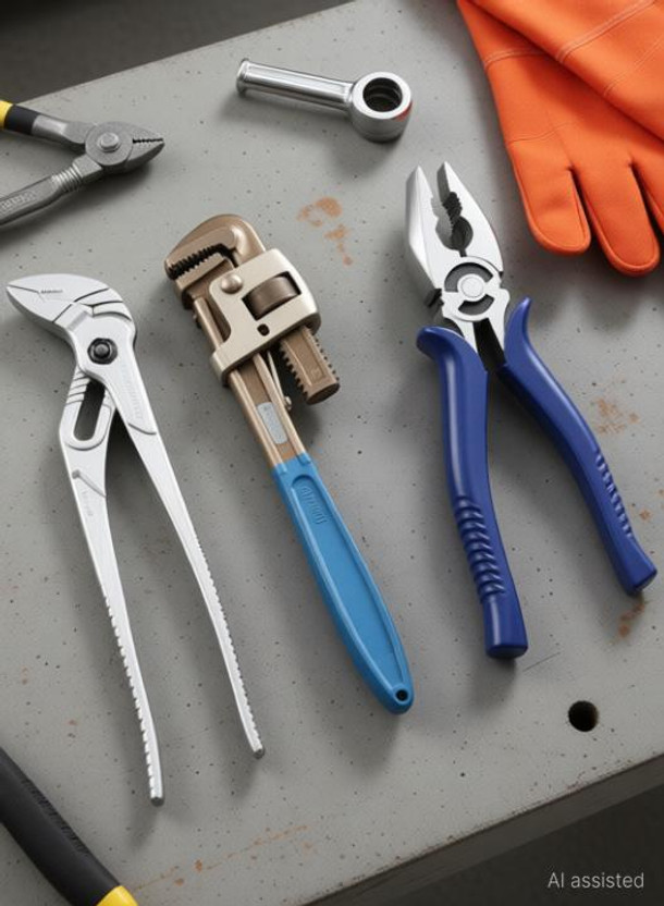 manvi manvi Plumber Hand Tool Kit 3 Pcs (Pipe Wrench 14",Water Pump Plier 10" & Combination Plier 8") Hand Tool Kit(3 Tools) - Flipkart Deal