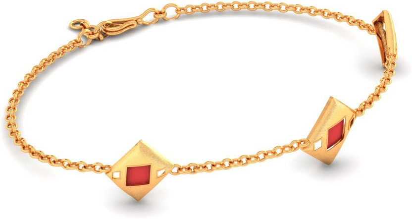 PC Chandra Jewellers Gold Red Enamel Accents Bracelet Yellow Gold 14kt Bracelet