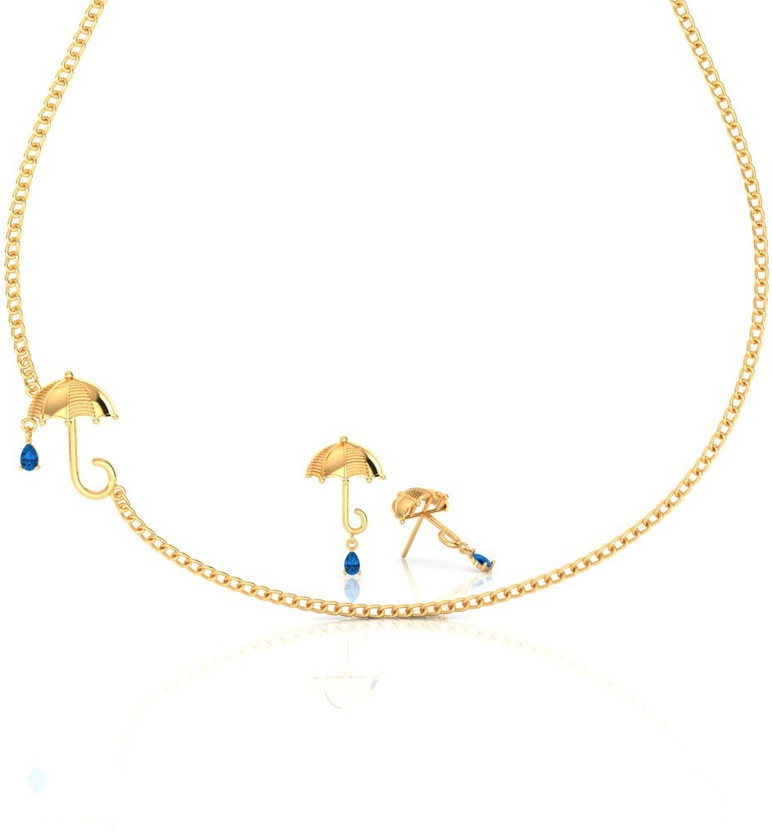 PC Chandra Jewellers Yellow Gold Timeless Floral 22kt NA Earring & Necklace Set