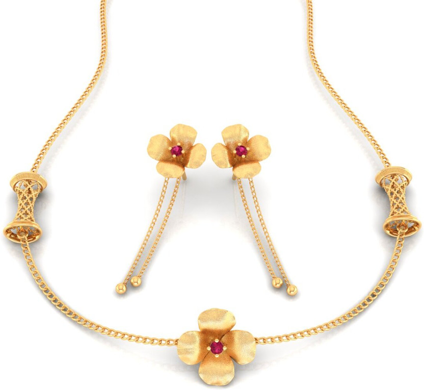 PC Chandra Jewellers Yellow Gold Whimsical Cloud with Sparkling Stones 22kt NA Earring & Necklace Set