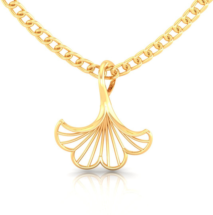 PC Chandra Jewellers Ginkgo Leaf Design (Without Chain) 14kt Yellow Gold Pendant