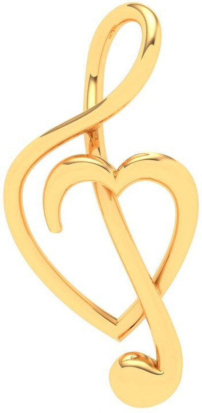PC Chandra Jewellers Musical Note And Heart Shape (Without Chain) 14kt Yellow Gold Pendant