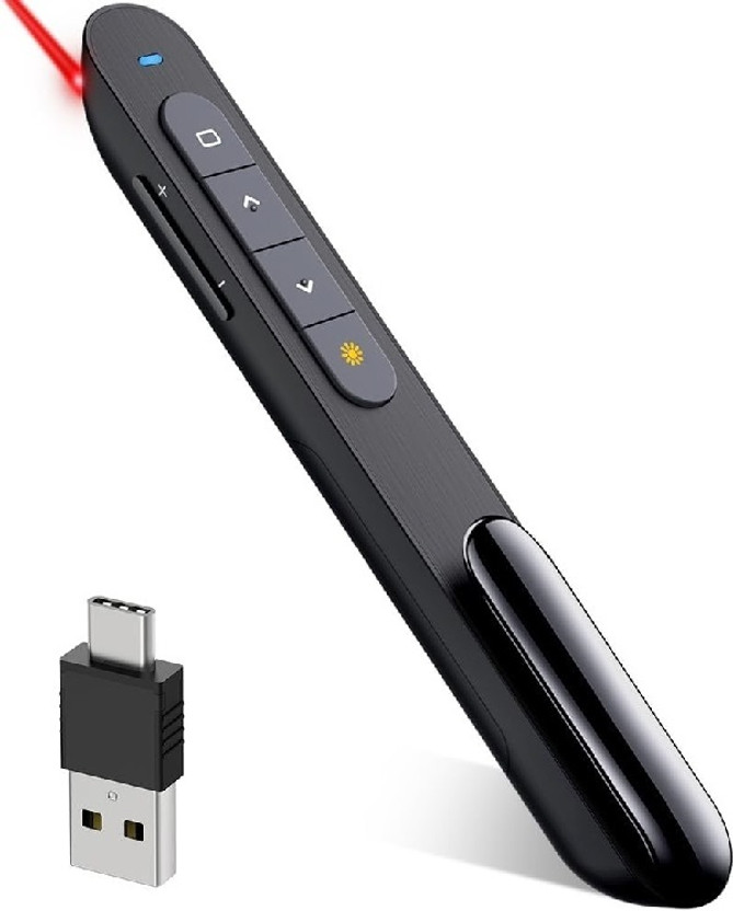 Jihaan USB Type C wireless presenter long rang ppt control Presenter(Black)