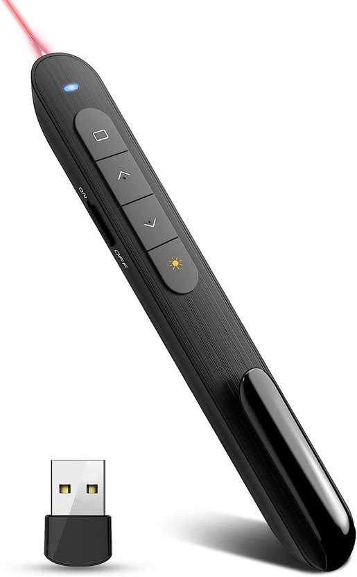 BTS Presentation Clicker PowerPoint PPT Clicker with Laser Pointer, RF 2.4GHz Wireless Presenter Remote Clicker Mac, for Powerpoint Presentations Presenter(Black)