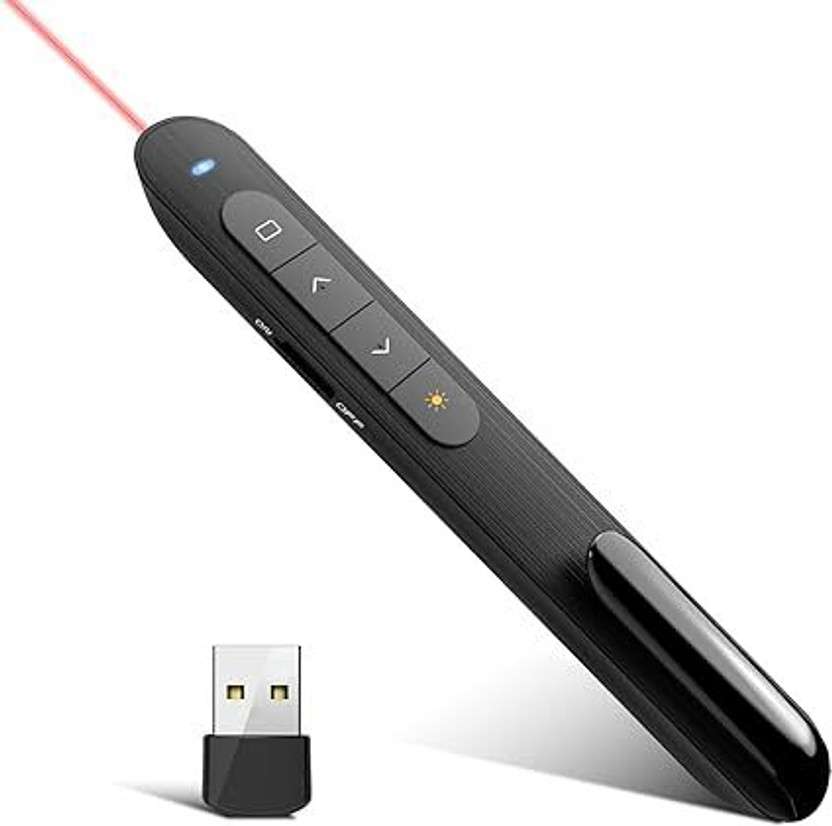 BTS Clicker for Laptop Presentations with Wireless Presenter Remote, 328FT/100m Remote Range Powerpoint Presentation Clickers for PPT/Google Slide Presenter(Black)