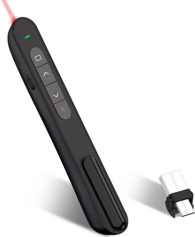RTS USB & Type-C 2-in-1 Wireless PPT Clicker 2.4GHz USB Type-C Wireless Presentation Clicker Presenter(Black)