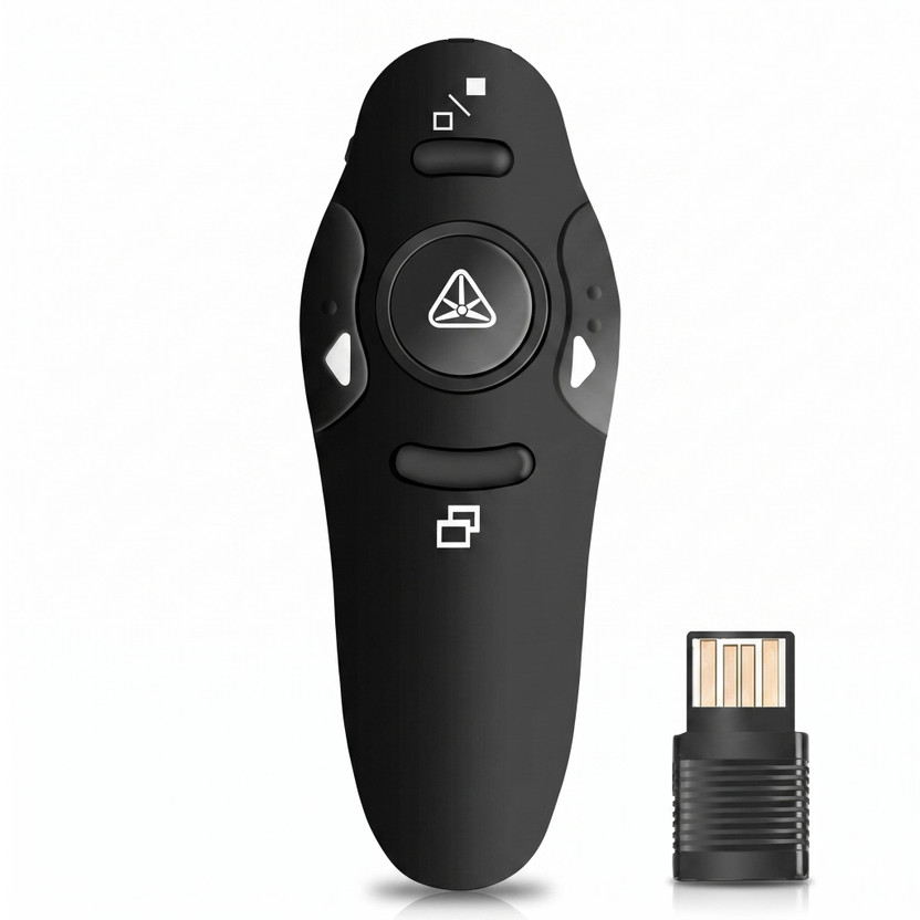 D25 Wireless Presentation Remote with Laser Pointer | 2.4GHz USB PPT Presenter 15m Range | Slide Changer Clicker for PowerPoint, Google Slides, Keynote Presenter(Black)