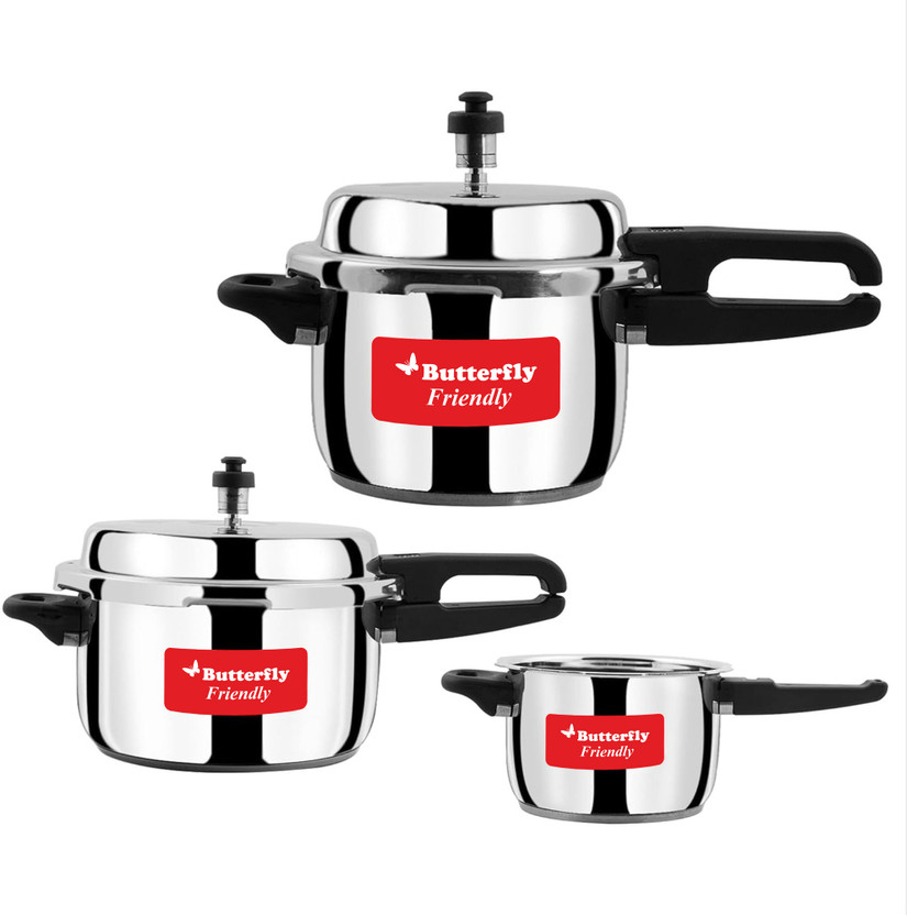 Butterfly stainless steel 2 L, 3 L, 5 L Outer Lid Induction Bottom Pressure Cooker(Stainless Steel)