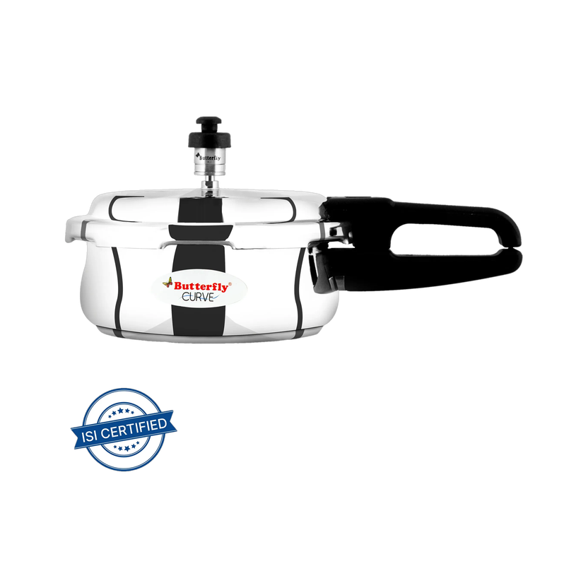 Butterfly Curve 2 L Outer Lid Induction Bottom Pressure Cooker(Stainless Steel)