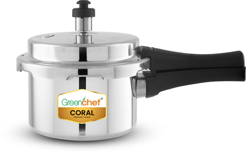 Greenchef Coral Aluminium Non Induction Base 1.5 L Outer Lid Pressure Cooker(Aluminium)