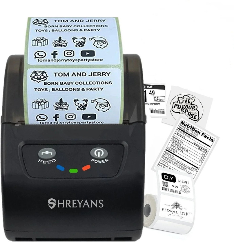 Shreyans MRP Sticker Printer Machine Multi-function Monochrome Label Printer(Label Roll)