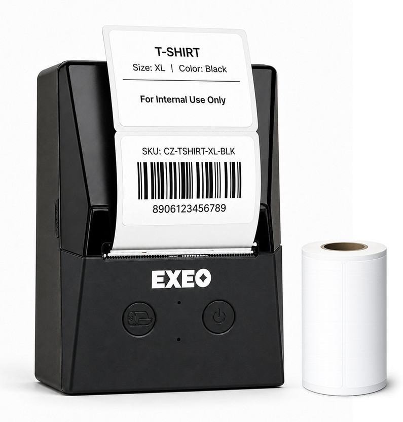 EXEO EX58L 2 Inch Bluetooth Thermal Label Printer | 203 DPI | Portable | Inkless Single Function Monochrome Label Printer(Label Roll)